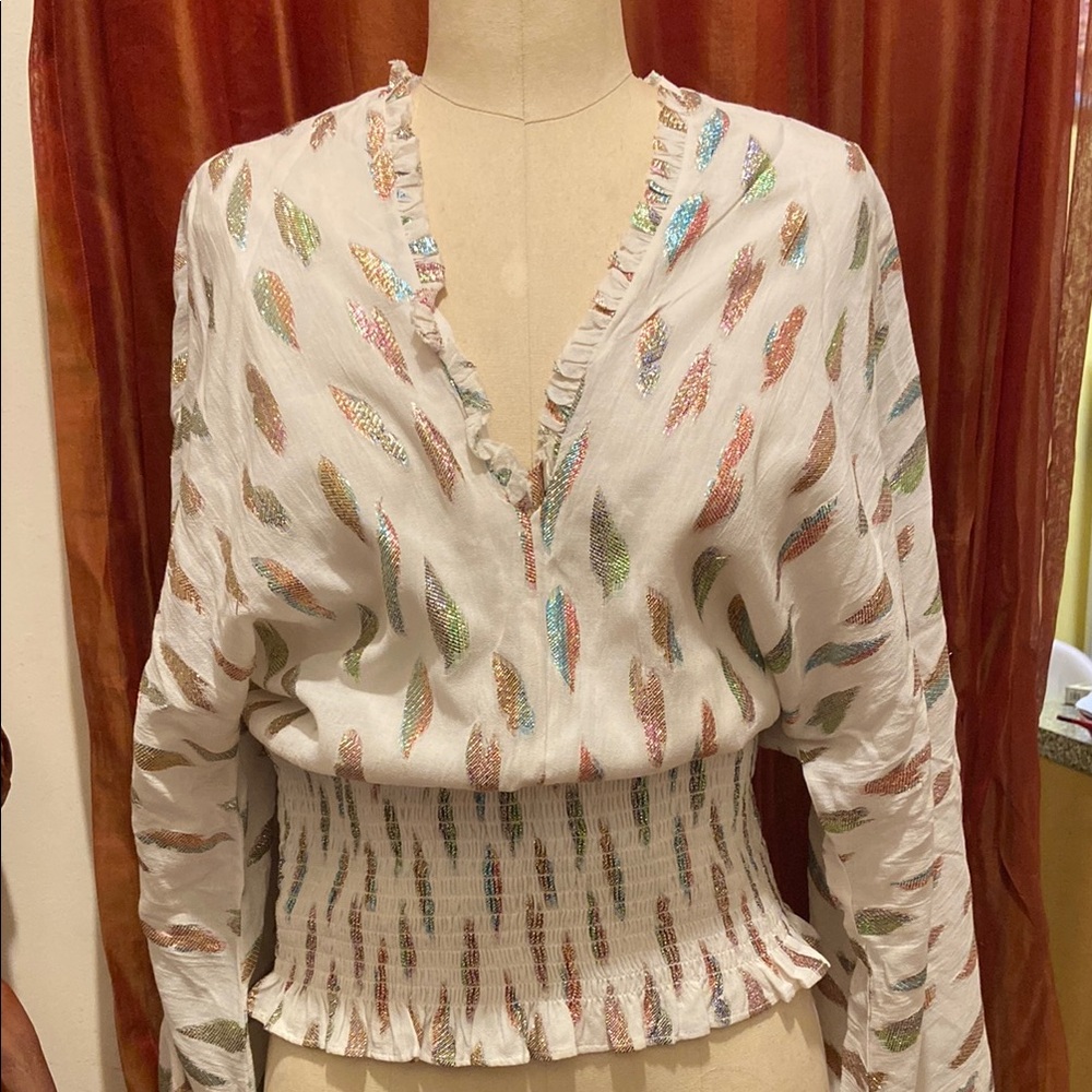 KARINA GRIMALDI Elegant Multicolor Patterned Women's BLOUSE